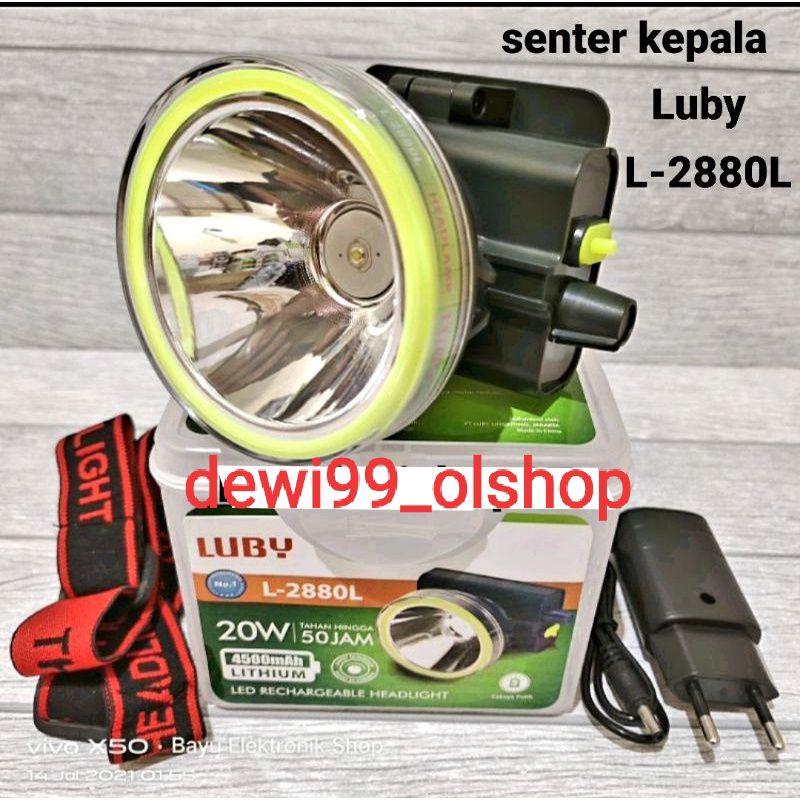 Senter kepala LUBY L-2880L chaya putih kulitas Top