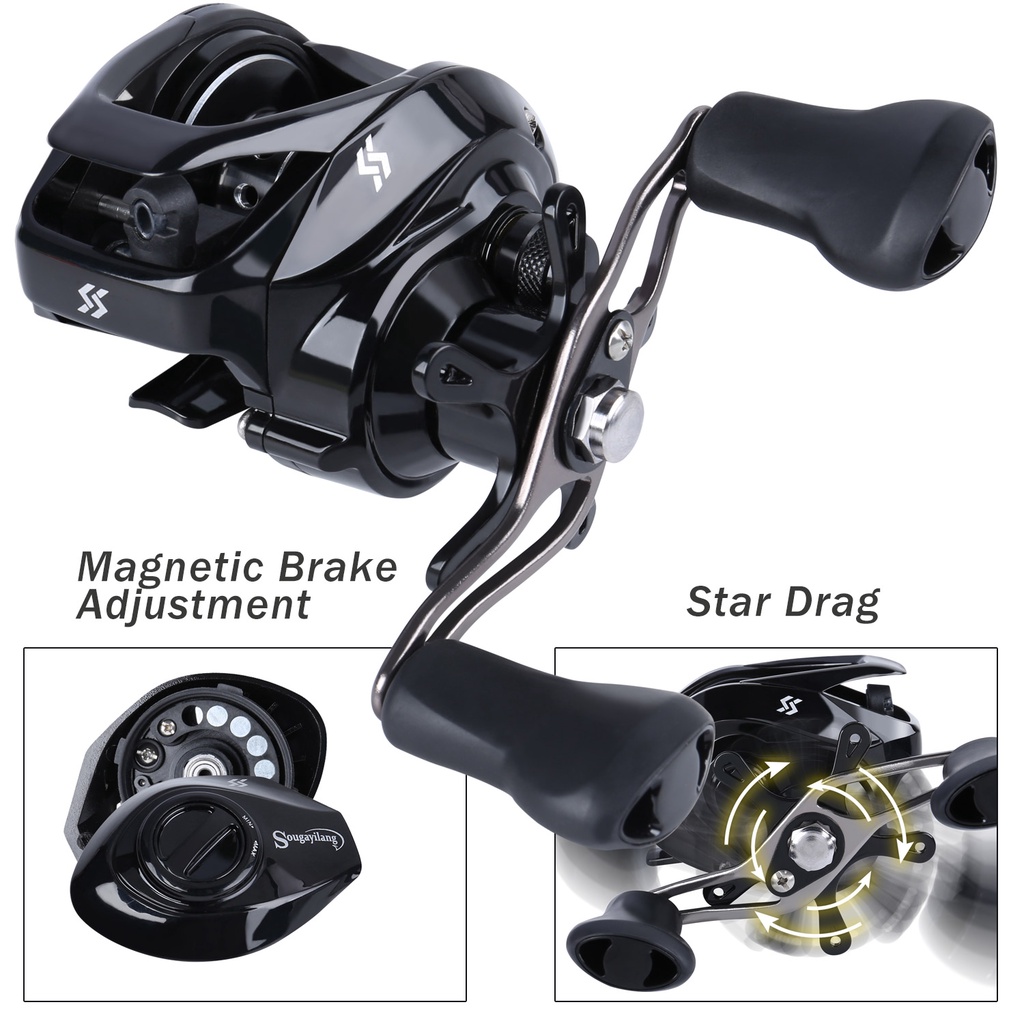 Casting Fishing Reel Max Drag 14LB Full Metal Spool Reel 12 + 1 Ball Bearings 7.2: 1 Rasio Gigi Kanan Kiri Menangani Air Asin Air Tawar Memancing Gulungan Gear Tackle Luar Ruangan