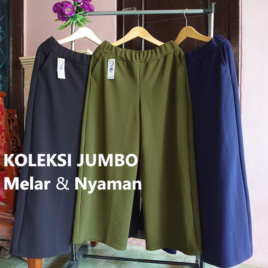 KULOT BOHO JUMBO/IBU HAMIL ~ ALL SIZE 70-90+kg READY✔ Crepe Wafle TEBAL &amp; MELAR | COD celana panjang wanita/kasual/longgar/ori