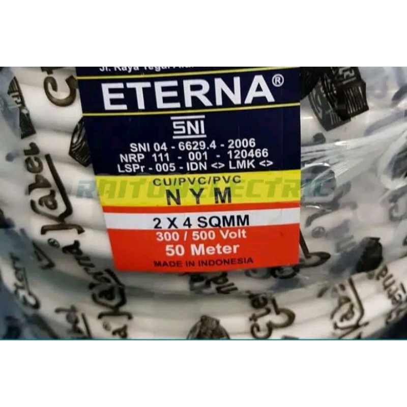 KABEL ETERNA NYM 2x4 KABEL LISTRIK ETERNA 50METER KABEL KAWAT ETERNA