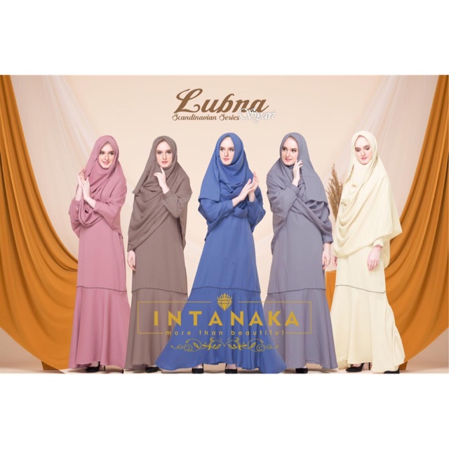 LUBNA syari set gamis dress maxi longdress busui pastan polos intanaka