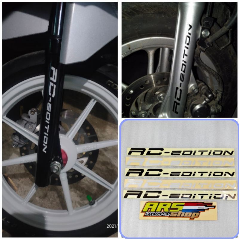 HARGA SEBELAH / SATU BIJI STICKER SHOCK DEPAN RC EDITION CUTTING beat mio vario scoopy xeon revo sup
