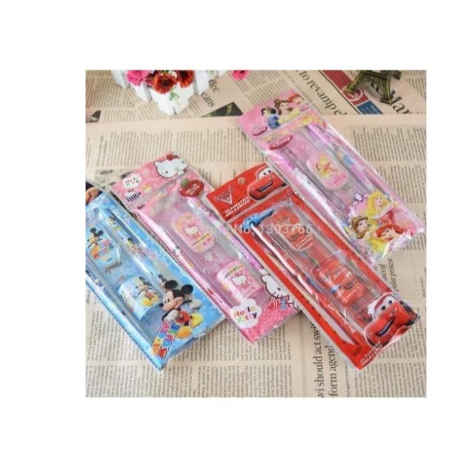 

5 Set pensil penggaris penghapus rautan motif kartun
