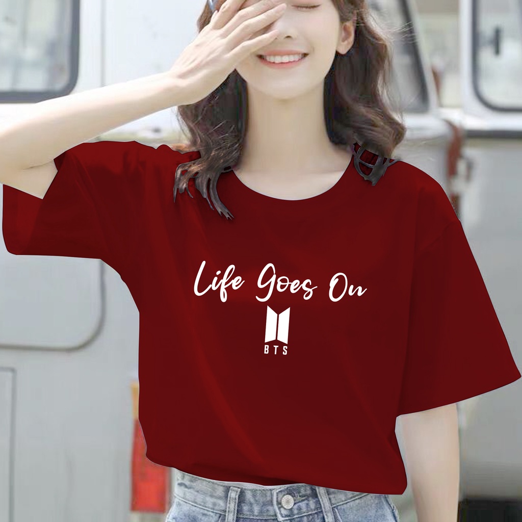 CALVIERO SHOP - BAJU KAOS ATASAN WANITA PRINT LIFE GOES ON ONLY