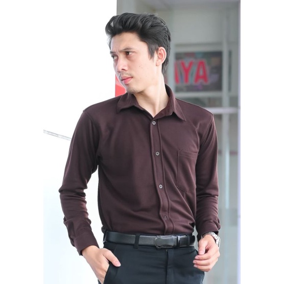 (PROMO) KEMEJA PIQUE POLOS PRIA // KEMEJA CASUAL PRIA // KEMEJA POLOS PRIA SLIM // KEMEJA PRIA TANGAN PANJANG