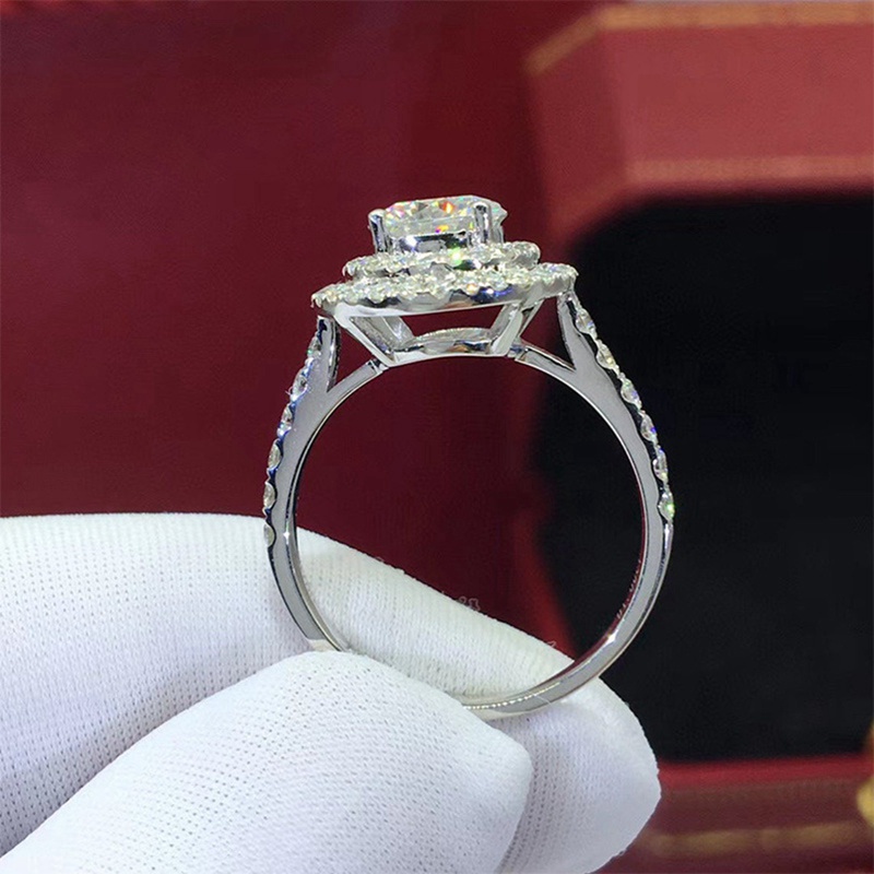 Fancyqube Cincin Cubic Zirconia Bentuk Bulat Gaya Modern Untuk Wanita