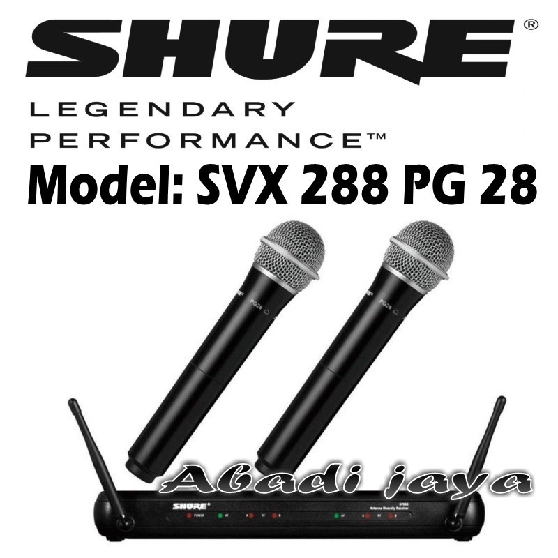 mic wireless shure svx 288 pg28 shure svx288 pg 28 handheld original