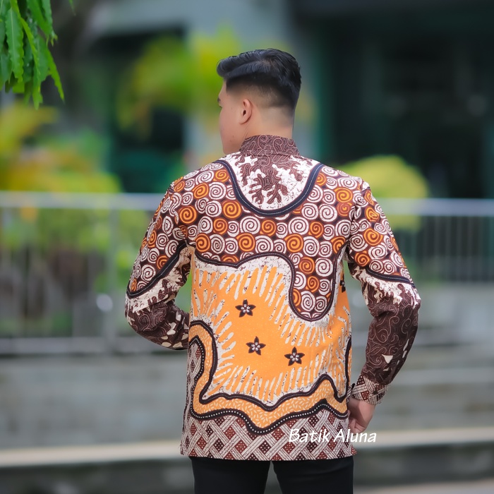 Baju Muslim Ramadhan 2022 Terbaru Motif Batik Modern Koko Kerah Shanghai Produksi Batik Aluna Sragen MBA 009