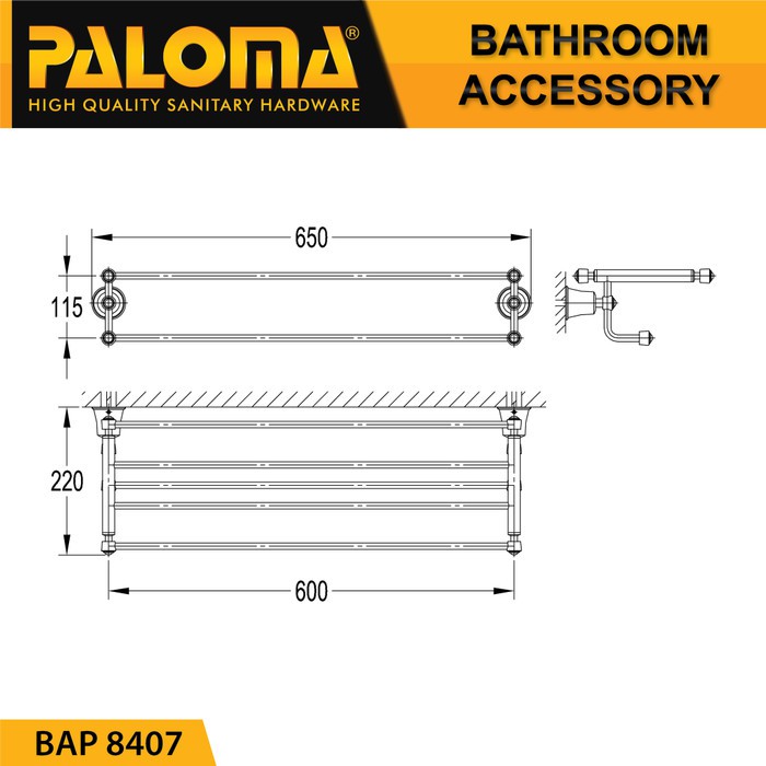 PALOMA BAP 8407 Rak Handuk Baju Gantungan Hanger Dinding Kamar Mandi