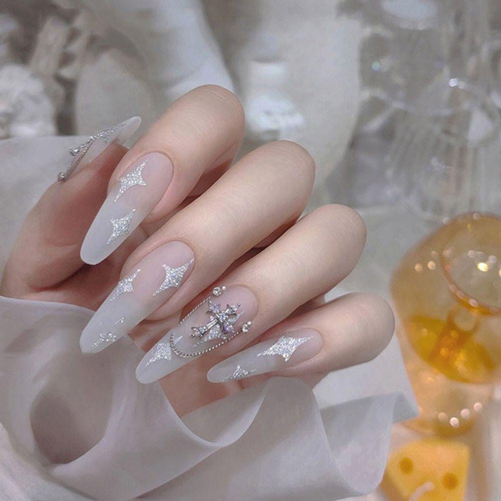 AUGUSTINA Agustina Glitter Kuku Stiker Bintang Fashion Bubuk Mengkilap Kartun Hewan Kupu-Kupu Perekat Diri Mawar DIY Manicure Aksesoris Nail Art Dekorasi