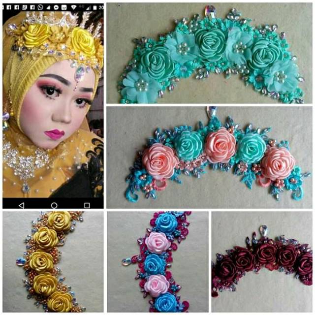bandana berbey weding/hearpeace  pengantin/aksesoris  hijab/acc kening/kepala/hearpeace bunga