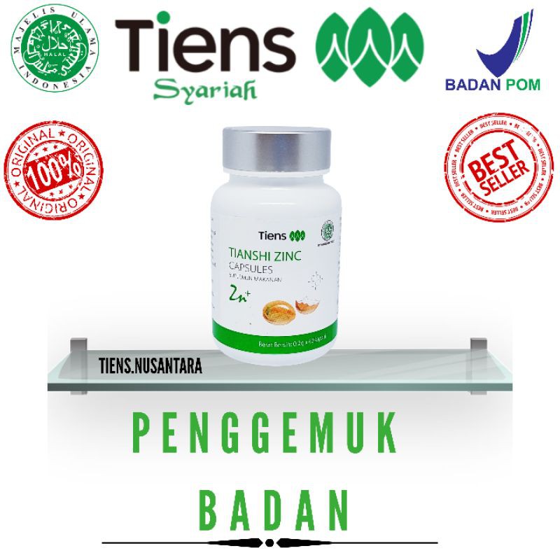 [BISA COD] ZINC TIENS PENINGGI BADAN ZINC TIENS PENGGEMUK ZINC TIENS 60 KAPSUL [100% ORIGINAL]