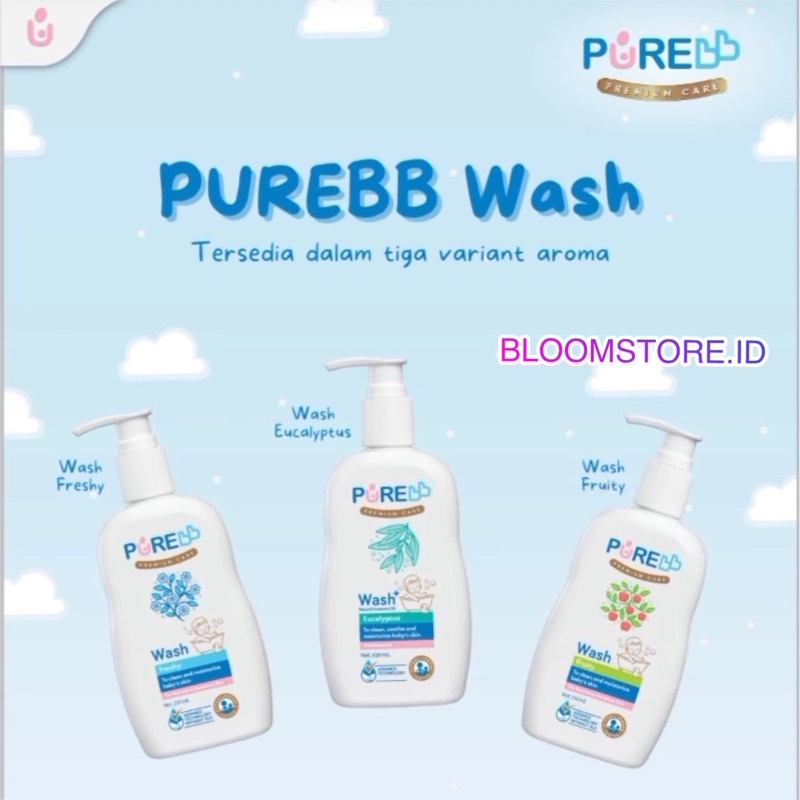 PUREBB Pure BB Baby PureBaby Wash 2in1 2 in1 in 1 Fruity Freshy Botol Pump 230ml 230 ml Eucalyptus Lavender