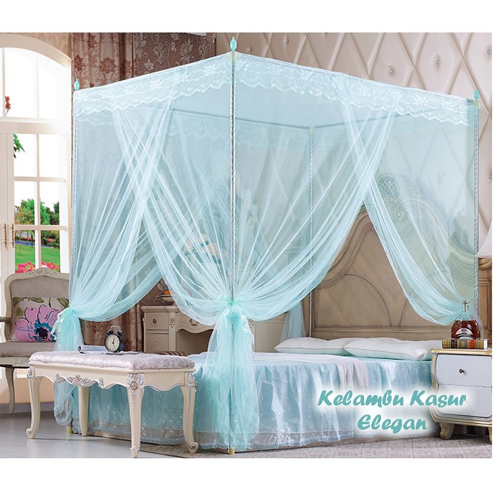 180 X 200 CM Kelambu Kasur Elegan TERMASUK TIANG PENYANGGA (Kelambu 3 pintu dengan kanopi)