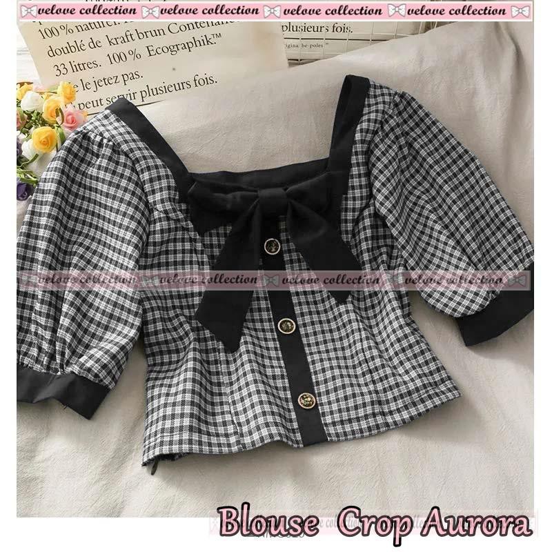 KALANTHA FASHION Blouse Aurora Atasan Wanita Kerah Pita Ukuran All Size-2