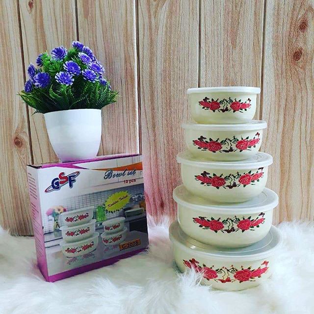 mangkok beranak mixing bowl set enamel 10pcs GSF G 2028