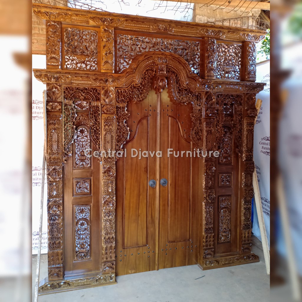Kusen Pintu Rumah Gebyok Jawa Kayu Jati Ukir Ukiran Mebel Asli Jepara Shopee Indonesia