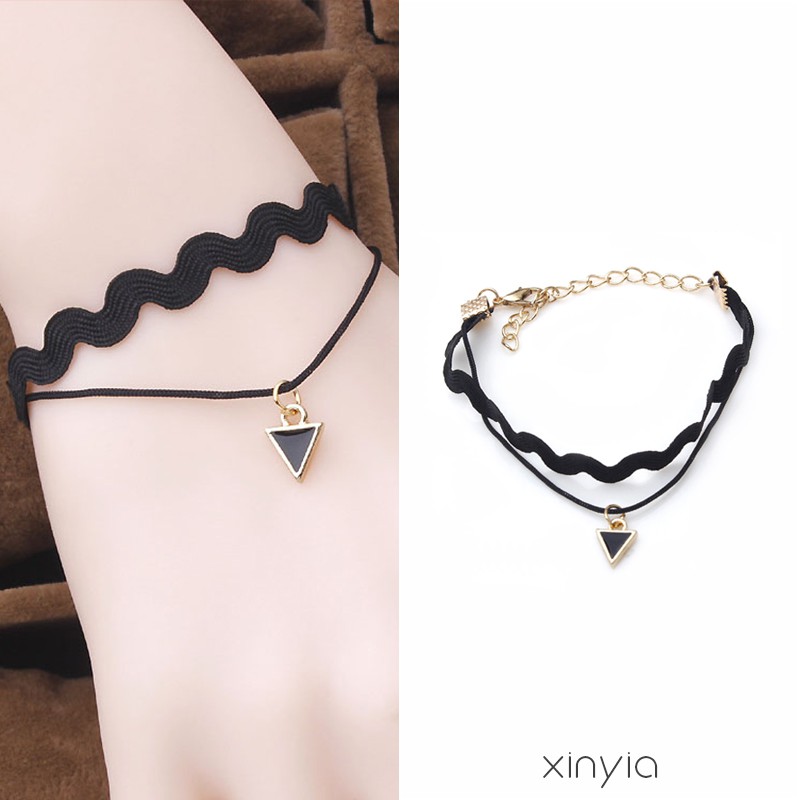  Wanita  Korea Segitiga Liontin Retro Gelang  Multi layer 