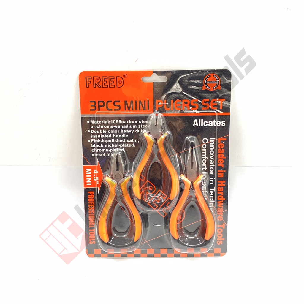 FREED TOOLS Tang Mini Set 3 Pcs 4.5 Inch - Mini Pliers Set