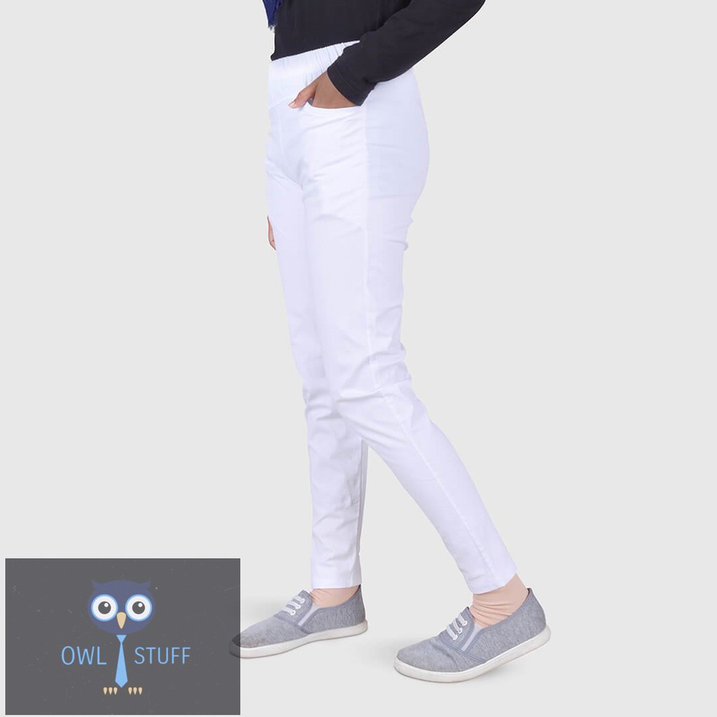 Celana Katun Stretch Panjang Model Pensil Celana Wanita Celana Panjang Wanita Celana Chino Putih