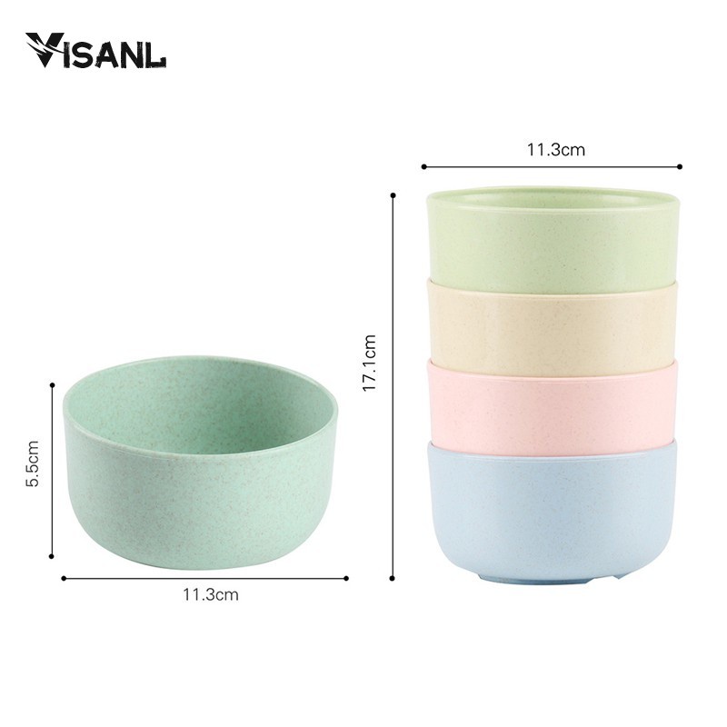 Mangkok Wheatstraw Bowl Mangkuk Plastik Microwave Warna Warni Set 4 Pcs Mangkuk Makan BPA Free