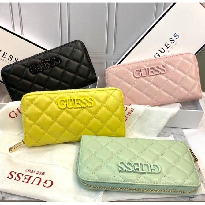 DOMPET WANITA GUES5 QUILTED ZIPPER AROUND LONG WALLET #04 FREE BOX XFGD68465