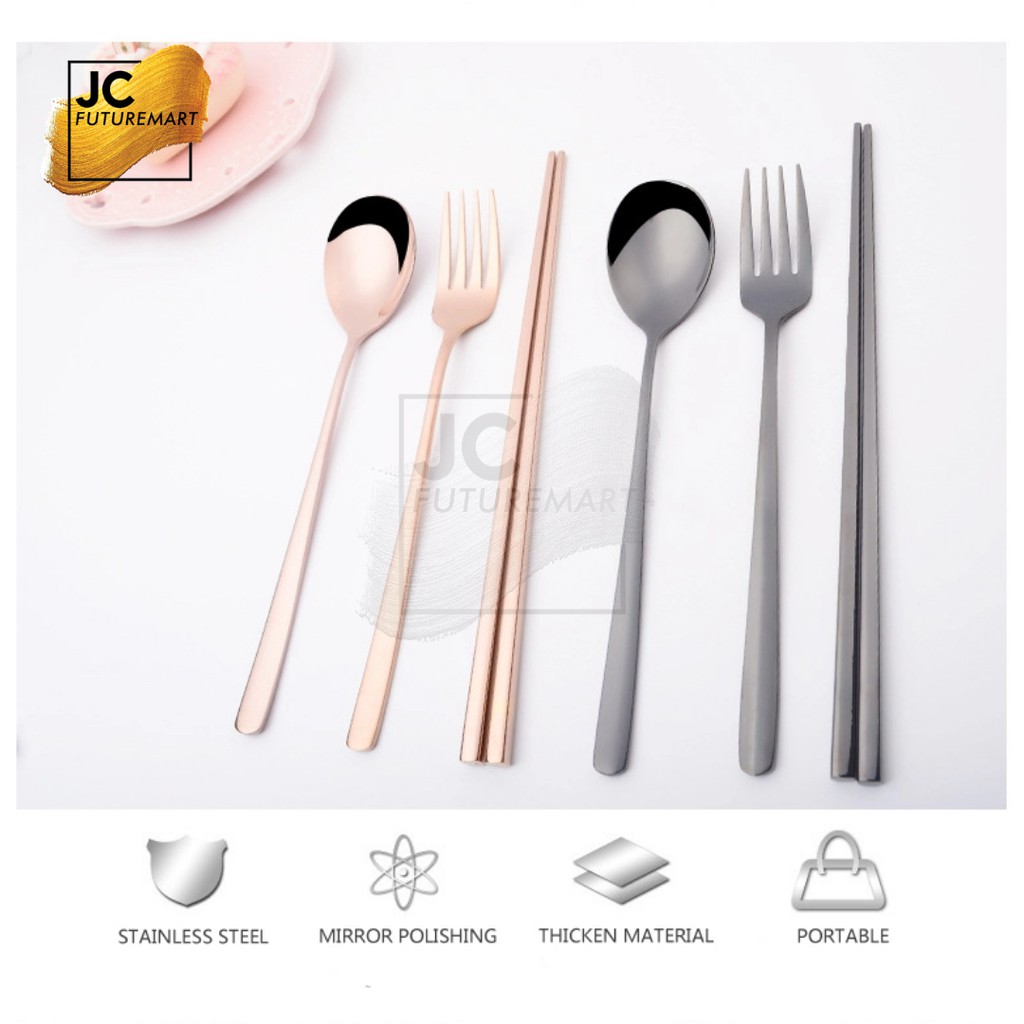 PAKET SENDOK GARPU SUMPIT STAINLESS STEEL SET STYLE KOREA - SUJEO