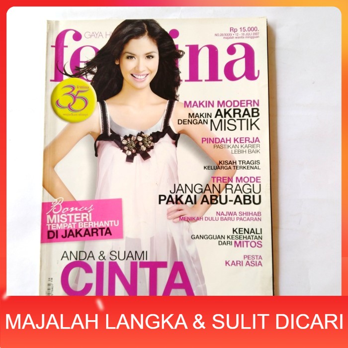 Majalah FEMINA No.28 Jul 2007 Cover MARSHA TIMOTHY Langka