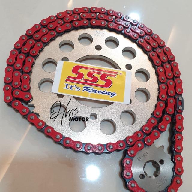 Gir Set SSS Sonic 150 R,Sonic,Rx King ,Rxk Rantai Gold 428 415 - Gear Set Sss Sonic 150 R Sonic-428 merah
