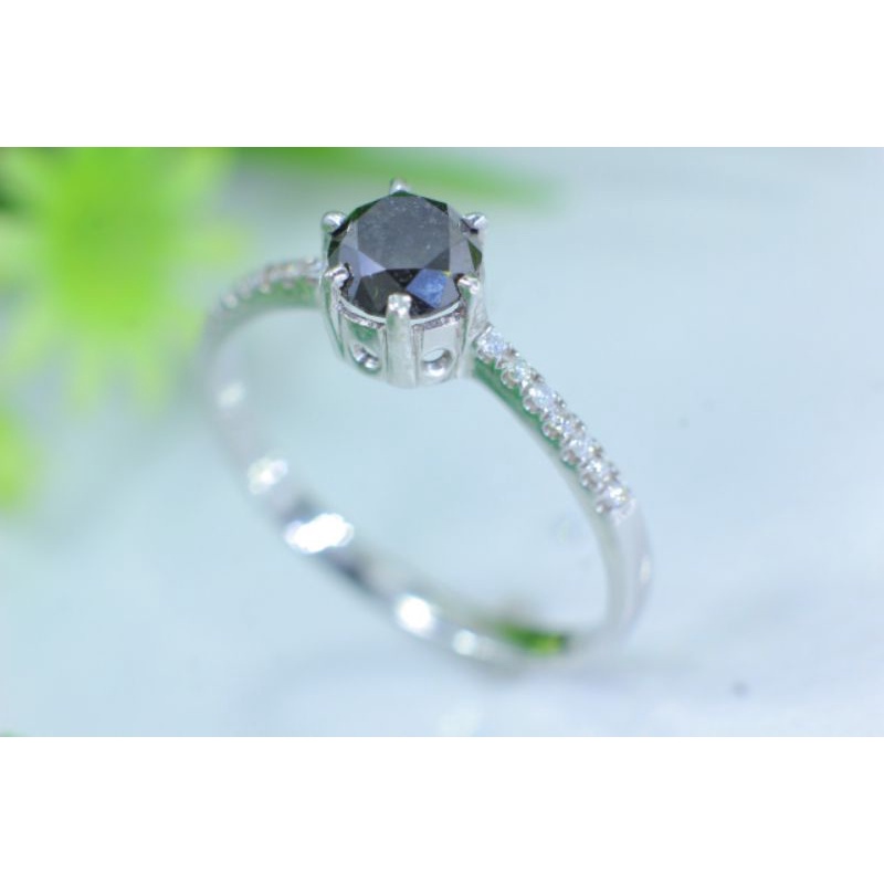 CINCIN WANITA NATURAL BLACK DIAMOND EMAS PUTIH