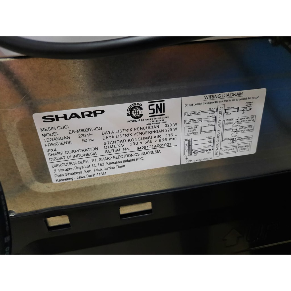 MESIN CUCI SHARP ESM 8000 8 KG 1 TABUNG ESM8000 TOP LOADING