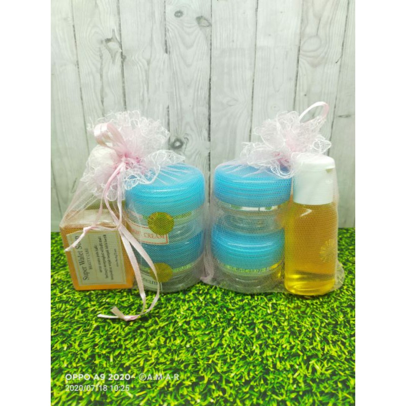 PAKET CREAM WALET POT BIRU 4in1 / PINK 4in1