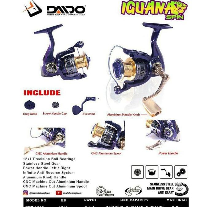Reel Daido Iguana 1000 Power Handle Free Sparepart
