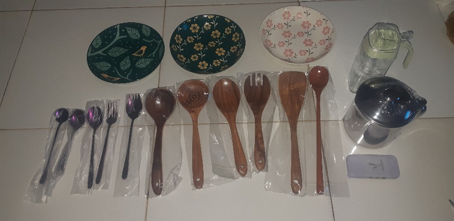 Wooden Kitchen Utensils 5in1 / Alat Masak Set Sendok Sutil Spatula Kayu / Teak Wood Spoon Set