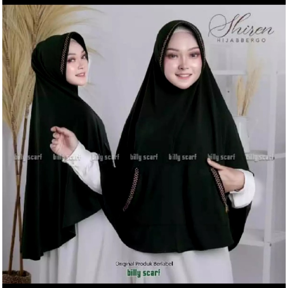 Jilbab instan Kantong Zigzag Kerudung kekinian Bergo terbaru 2021 Hijab Jumbo syar'i-Hitam