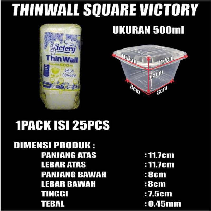 Thinwall Tebal SQ 350ml 500ml 750ml Per Pack Kotak Makan Square Plastik Var