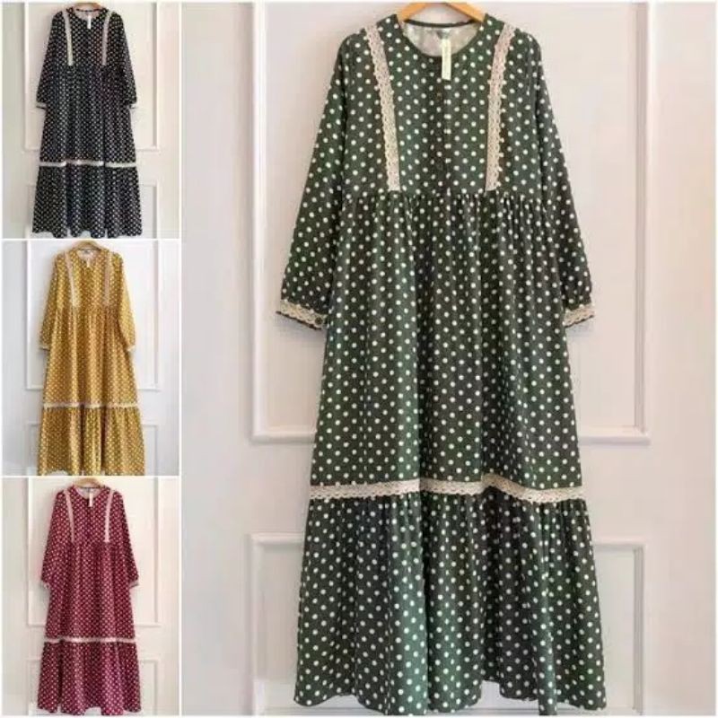 Dress Monalisa Jumbo | 5L XXXL XXL XL L M S | Gamis Polka Milana Big Size | LD 140 130 120 110 98 92