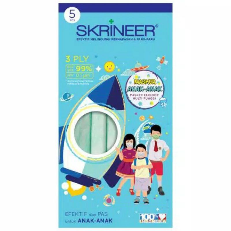 SKRINEER Masker anak-anak pck isi 5