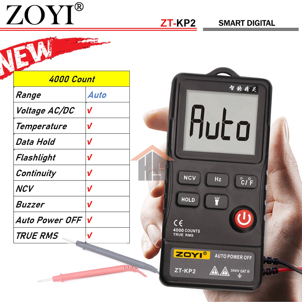 Zoyi ZT-KP2 Smart Auto Multitester Avometer Digital Buzer AC/DC HZ