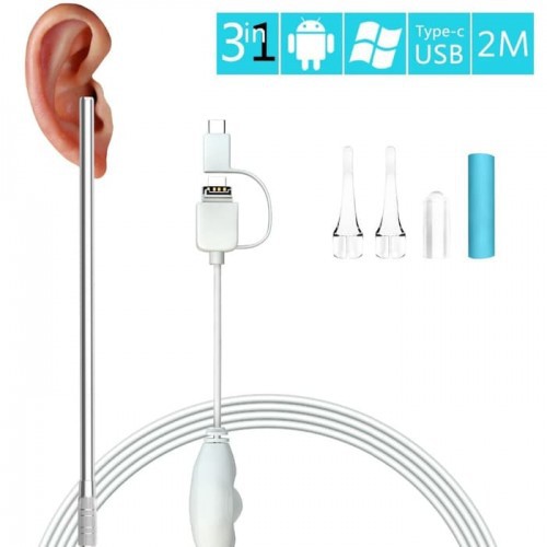 i95 Ear Cleaning Tool Kit - Endoscope Visual Earpick With Mini Camera Jernih 6 LED USB Type