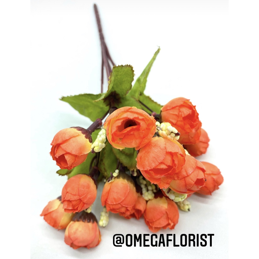 Bunga Kuncup Mini Artificial Bunga Artificial/Bunga Plastik/Bunga Dekorasi/Dekorasi Rumah/ Hiasan-Orange