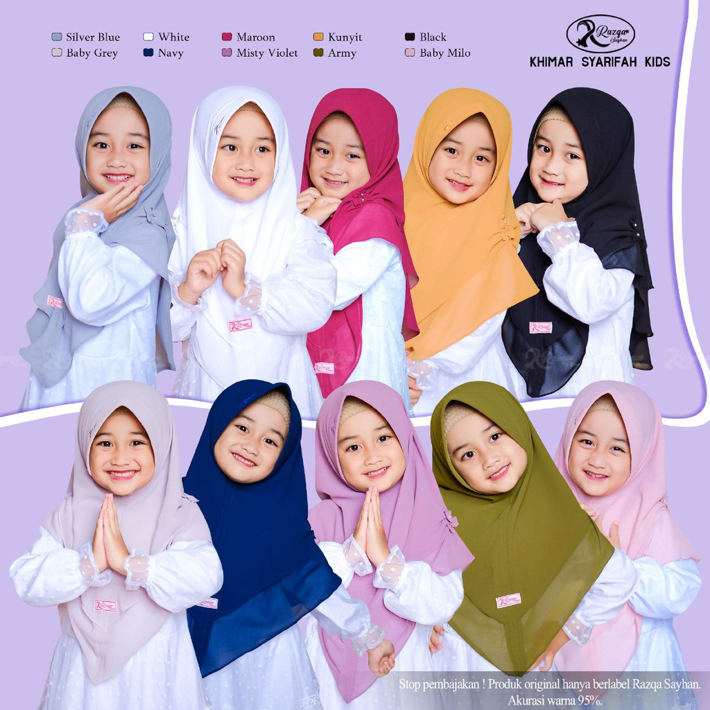 1.1 Khimar Anak Razqa Hijab Syarifah Kids Babydol/Kerudung Hijab Ank Seruti 2 Layer Formal Cantik su