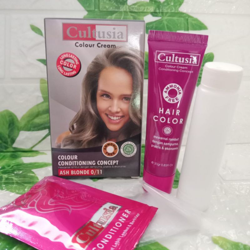 CULTUSIA COLOUR CREAM ASH BLONDE 30GR CAT PEWARNA HIGHLIGHT ABU GREY RAMBUT