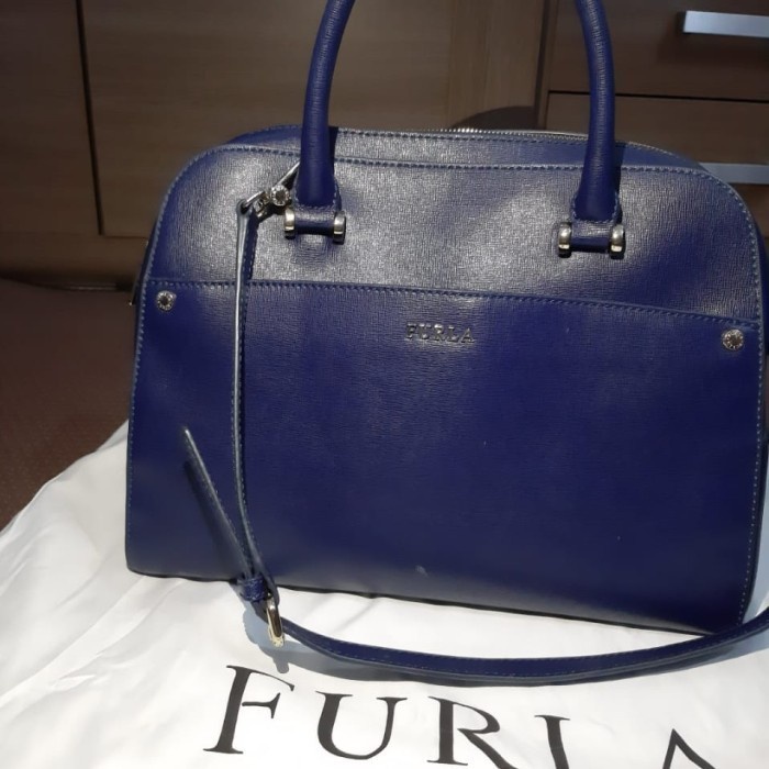 Preloved FURLA Margot Satchel Navy