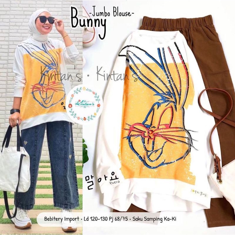 BUNNY JUMBO BLOUSE BY KINTAN'S (BLOUSE JUMBO MUSLIMAH) Blouse motif rekomended