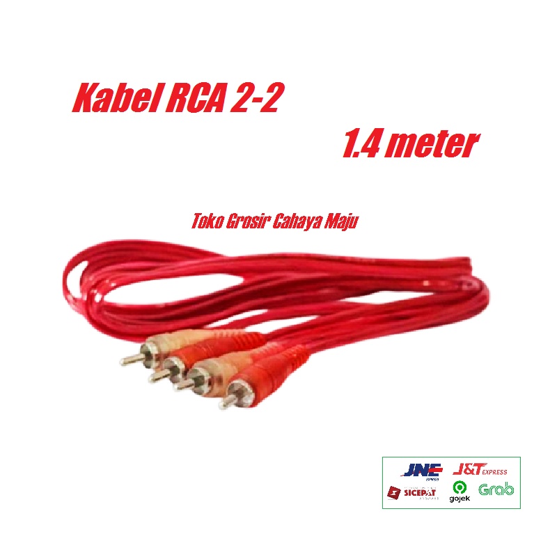 Kabel RCA Audio Video 2-2 TV DVD  warna transparan Intracom 1,5 Yard