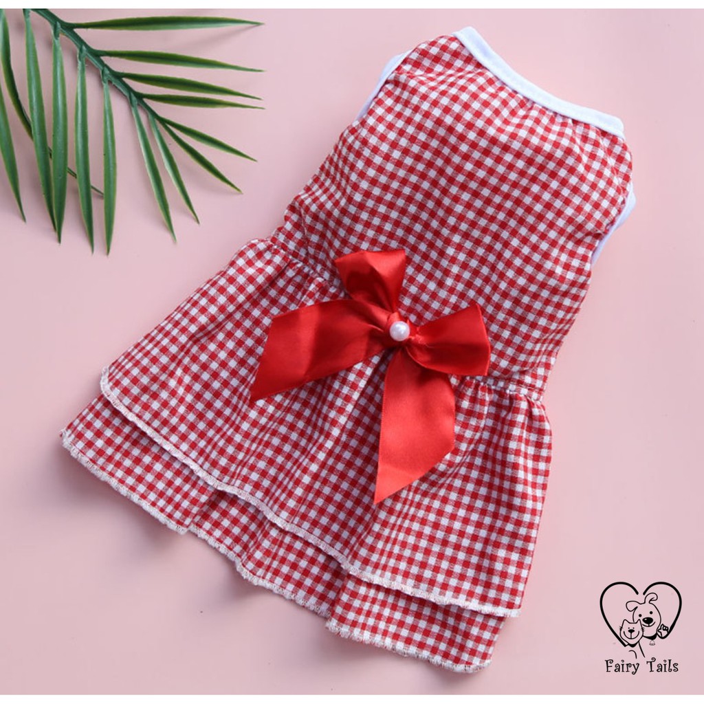 Baju Anjing Kucing Kostum Dress dengan Pita Lucu (Dress Anjing Kucing)| Pet Ribbon Dress