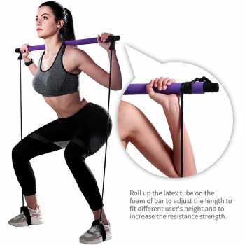 Tali Latihan Yoga Fitnes Portable Pilates Bar Tali Stretching Yoga Pilates Bar Stick Resistance