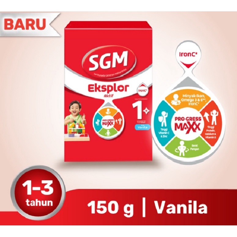 SGM Eksplor Aktif 1-3 Tahun 150 Gram Vanila - Susu Formula Lanjutan Termurah