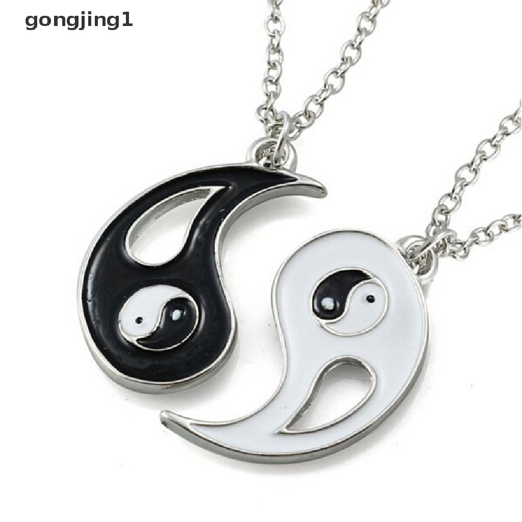 2pcs Kalung Liontin Yin Yang Warna Hitam Putih Untuk Hadiah Persahabatan